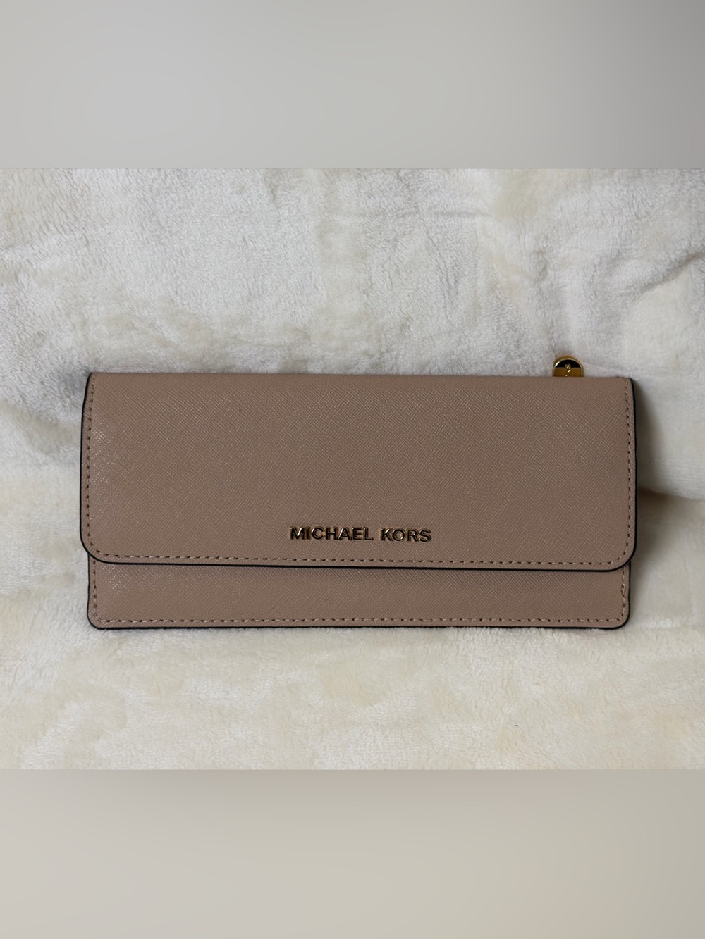Michael Kors Beige Taupe Saffiano Leather Continental Wallet